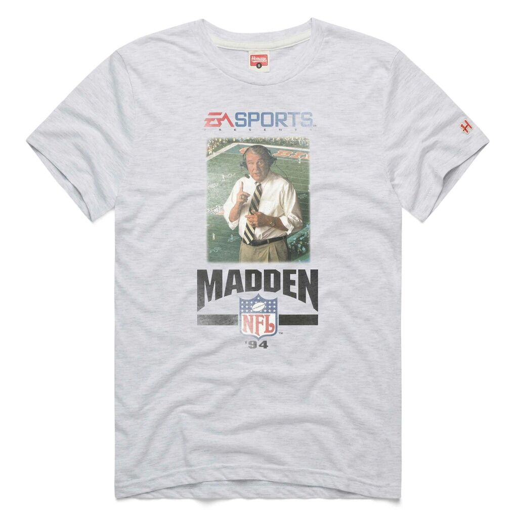 Homage Unisex Madden NFL '94 Cover Tri-Blend T-Shirt - Ash