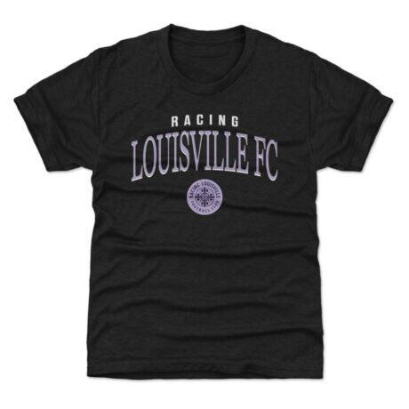 Racing Louisville FC 500 Level Youth Team Arch Name Graphic T-Shirt - Black - Front View