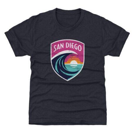 San Diego Wave FC 500 Level Youth Vintage Primary Logo Graphic T-Shirt - Navy - Front View