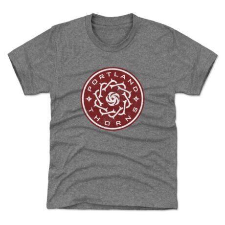 Portland Thorns FC 500 Level Youth Vintage Primary Logo Graphic T-Shirt - Gray - Front View