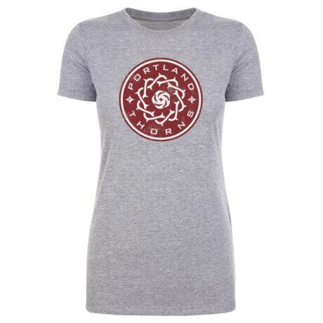 Portland Thorns FC 500 Level Women's Vintage Primary Logo Graphic T-Shirt - Heather Gray - Front View