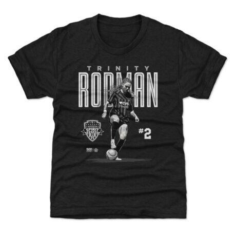 Trinity Rodman 500 Level Washington Spirit Youth Player Bitmap Graphic T-Shirt - Black - Front View