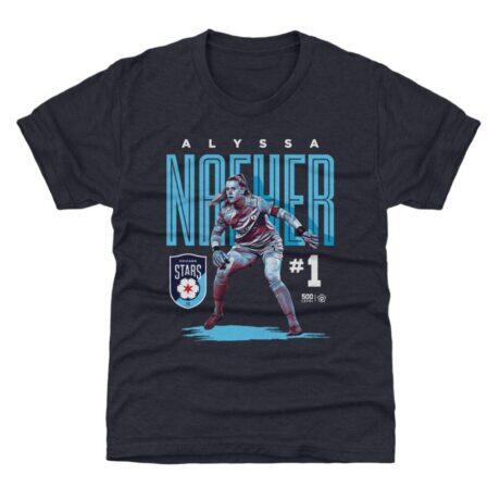 Alyssa Naeher 500 Level Chicago Stars FC Youth Player Bitmap Graphic T-Shirt - Navy - Front View