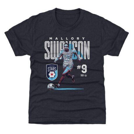 Mallory Swanson 500 Level Chicago Stars FC Youth Player Bitmap Graphic T-Shirt - Navy - Front View