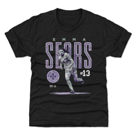 Emma Sears 500 Level Racing Louisville FC Youth Player Bitmap Graphic T-Shirt - Black - Front View