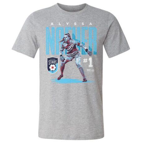 Alyssa Naeher 500 Level Chicago Stars FC Player Bitmap Graphic T-Shirt - Heather Gray - Front View
