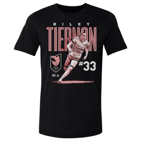 Riley Tiernan 500 Level Angel City FC Player Bitmap Graphic T-Shirt - Black - Front View