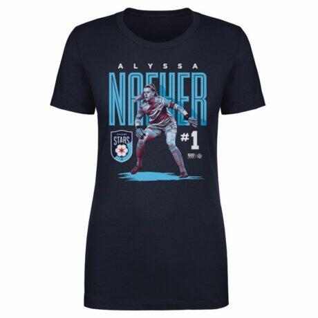 Alyssa Naeher 500 Level Chicago Stars FC Women's Player Bitmap Graphic T-Shirt - Navy - Front View