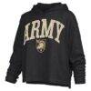 Army Black Knights Pressbox Women's Nelson Arch Over Logo Long Sleeve Hooded Slub T-Shirt - Black - Side View