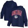 Gonzaga Bulldogs Pressbox Women's Nelson Arch Over Logo Long Sleeve Hooded Slub T-Shirt - Navy - Front View