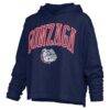 Gonzaga Bulldogs Pressbox Women's Nelson Arch Over Logo Long Sleeve Hooded Slub T-Shirt - Navy - Side View