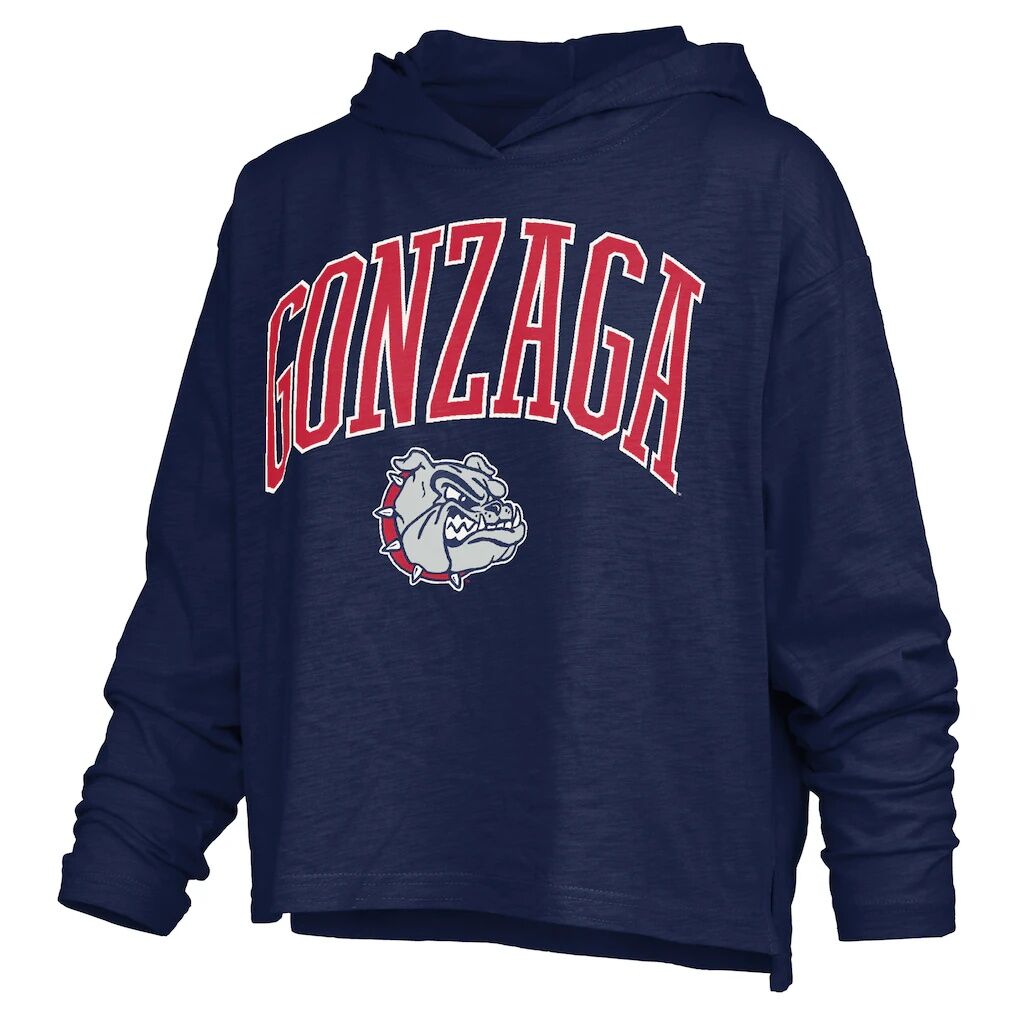 Gonzaga Bulldogs Pressbox Women's Nelson Arch Over Logo Long Sleeve Hooded Slub T-Shirt