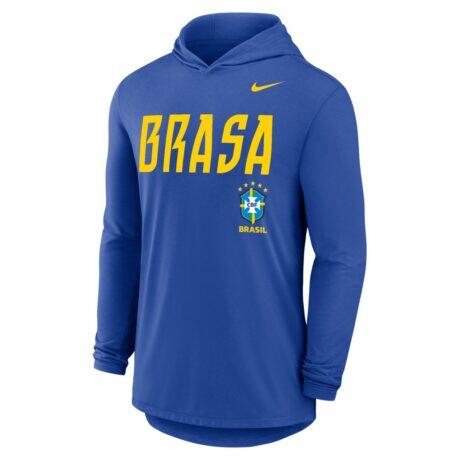 Brazil National Team Nike Dri-FIT Long Sleeve Hooded T-Shirt - - Front View