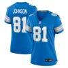 Calvin Johnson Detroit Lions Nike Women's Team Retired Game Jersey - Blue - Front View