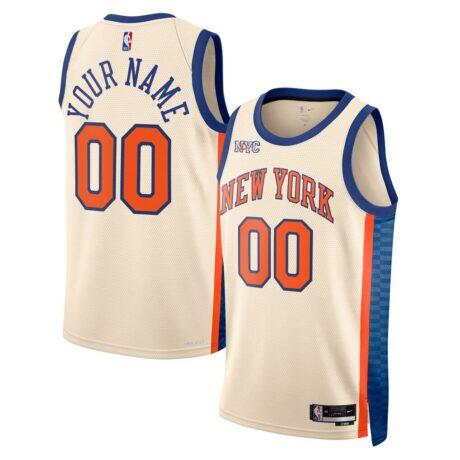 New York Knicks Nike Unisex 2025/26 City Edition Swingman Custom Jersey - Cream - Front View