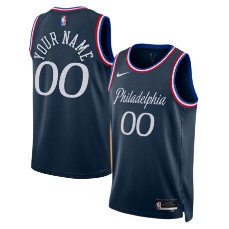Philadelphia 76ers Nike Unisex 2025/26 City Edition Swingman Custom Jersey - Navy - Front View