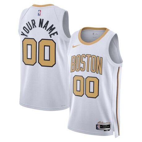Boston Celtics Nike Unisex 2025/26 City Edition Swingman Custom Jersey - White - Front View