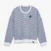 Dallas Cowboys Fashion7 Women's Striped Oversized French Terry Sweatshirt - - Front View