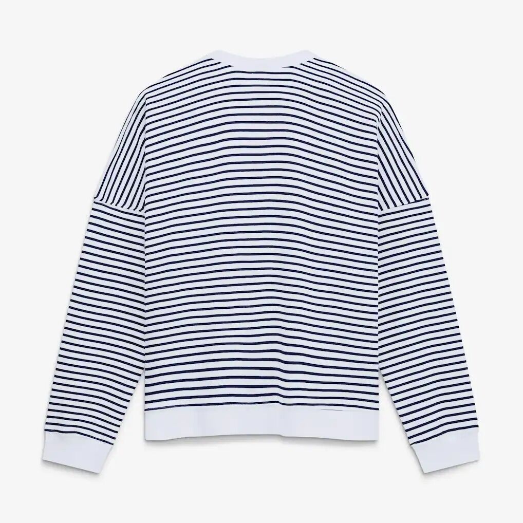 Dallas Cowboys Fashion7 Women's Striped Oversized French Terry Sweatshirt - White/Navy