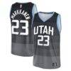 Lauri Markkanen Utah Jazz Fashion7 Youth Fast Break Jersey - Black - Front View