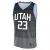 Lauri Markkanen Utah Jazz Fashion7 Youth Fast Break Jersey - Black - Side View