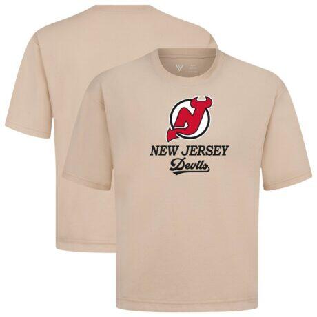 New Jersey Devils Levelwear Team Surge Luxe Signature Knit T-Shirt - Khaki - Front View