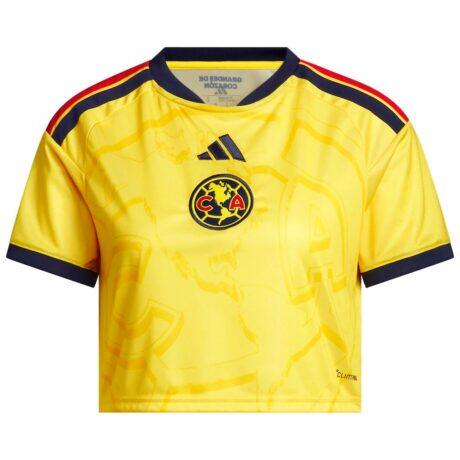 Club America adidas Women's 2026/27 Home Cropped Replica Jersey - Yellow - Alt1