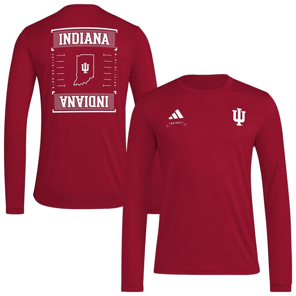 Indiana Hoosiers adidas Locker Football Icon AEROREADY Pre-Game Long Sleeve T-Shirt