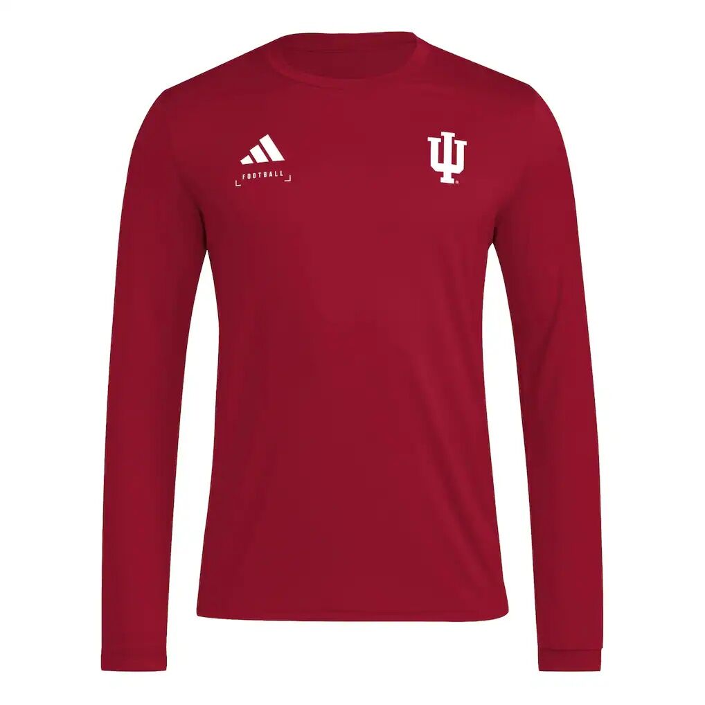 Indiana Hoosiers adidas Locker Football Icon AEROREADY Pre-Game Long Sleeve T-Shirt