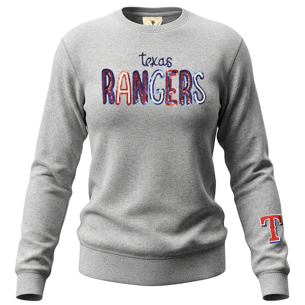Texas Rangers Soft as a Grape Women’s Nantucket Sequin Fleece Sweatshirt – Heather Gray