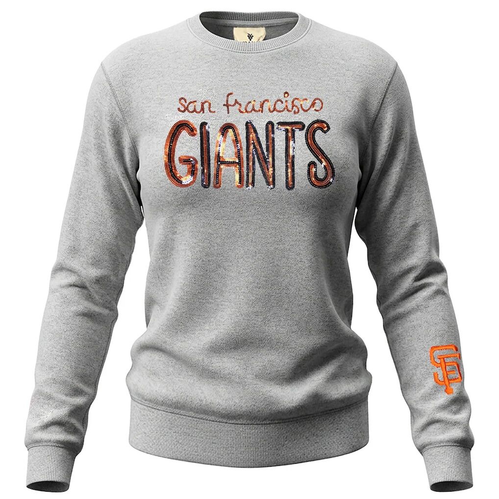 San Francisco Giants Soft as a Grape Women’s Nantucket Sequin Fleece Sweatshirt – Heather Gray