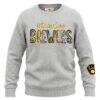 Milwaukee Brewers Soft as a Grape Girls Youth Nantucket Sequin Fleece Crewneck Sweatshirt - - Front View