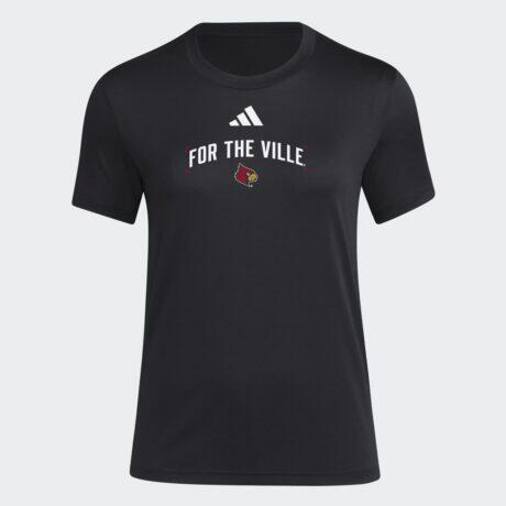 Louisville Cardinals adidas Women's Locker Slogan Pre-Game T-Shirt - Black - Front View