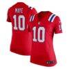 Drake Maye New England Patriots Nike Women's Alternate Game Jersey - Red - Front View