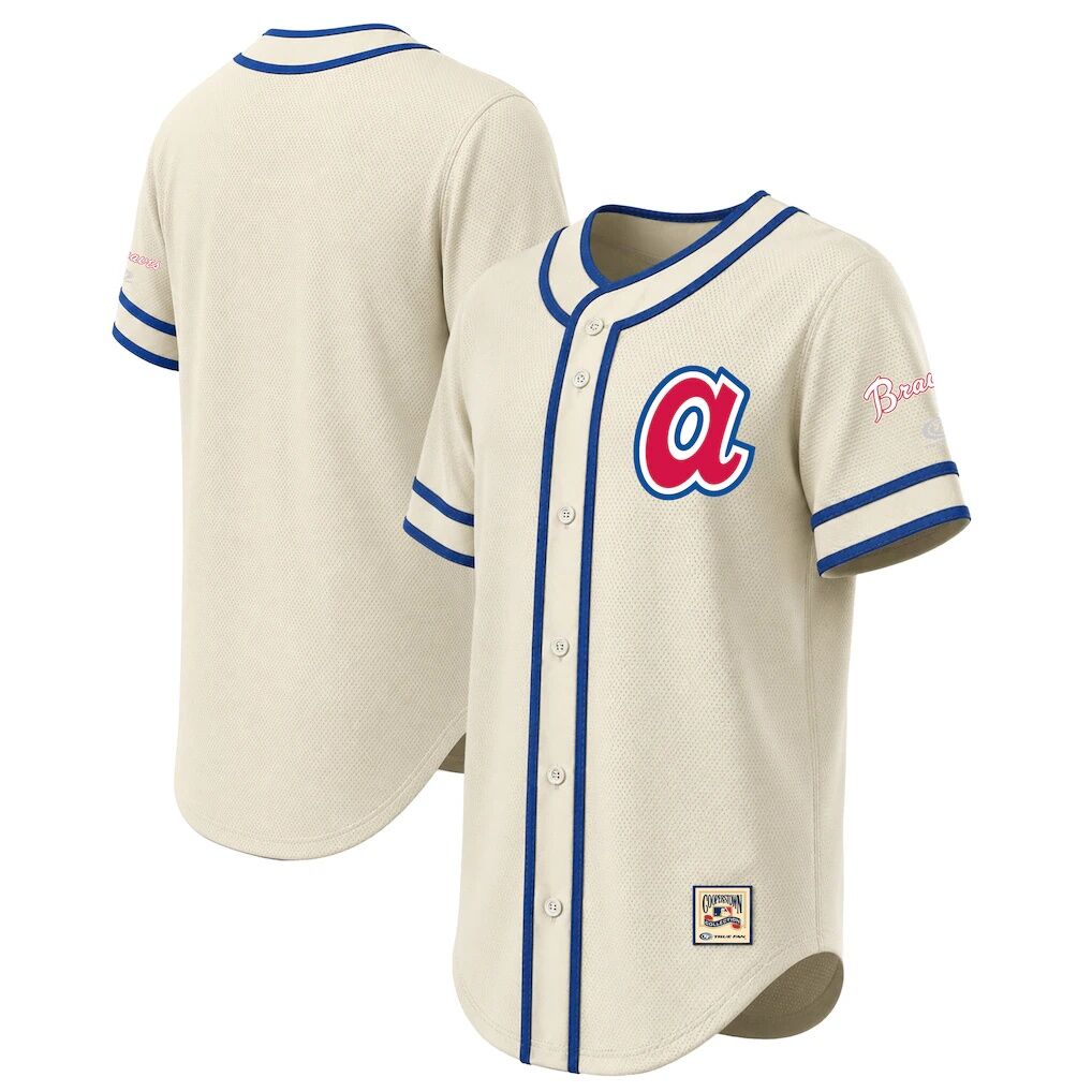 Atlanta Braves Stitches Throwback Fashion Jersey – Natural