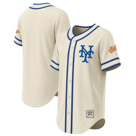 New York Mets Stitches Throwback Fashion Jersey - Natural