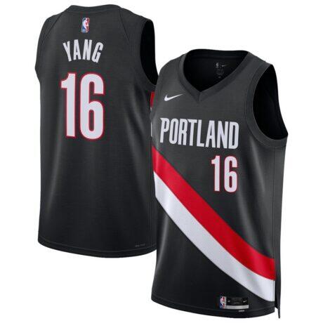 Yang Hansen Portland Trail Blazers Nike Unisex Swingman Jersey - Black - Front View
