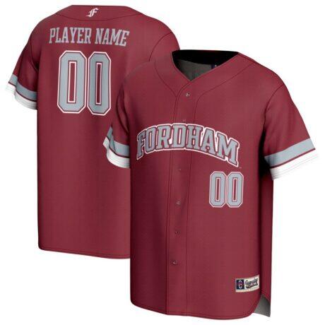 Fordham Rams GameDay Greats Unisex Lightweight Collegiate Baseball NIL Pick-A-Player Fashion Jersey - Maroon - Front View
