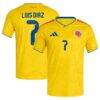 Luis Diaz Colombia National Team adidas 2026 Home Replica Jersey - Yellow - Front View