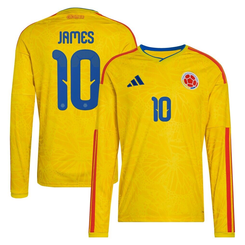 James Rodriguez Colombia National Team adidas 2026 Home Replica Long Sleeve Jersey
