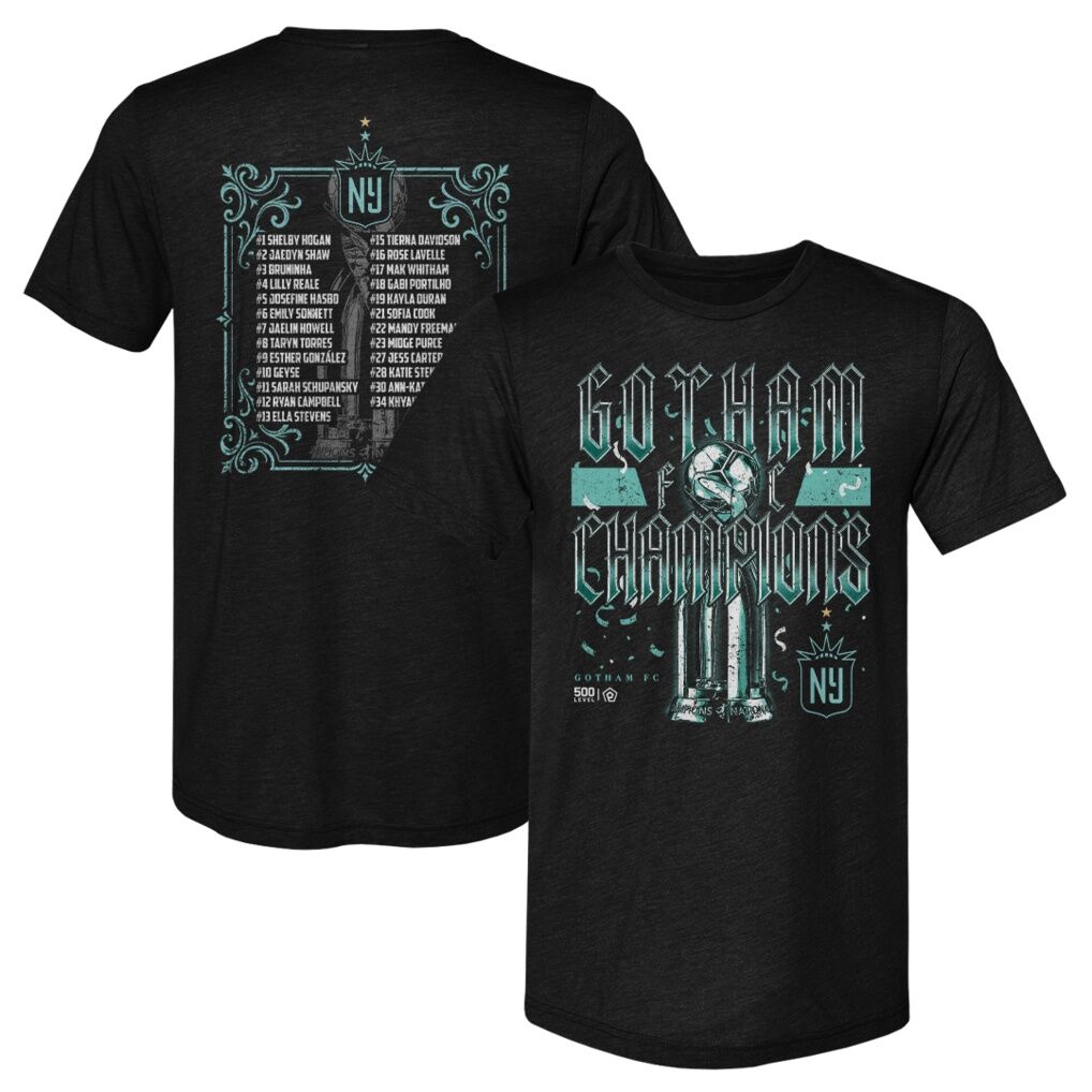 NJ/NY Gotham FC 500 Level 2025 NWSL Champions Roster T-Shirt