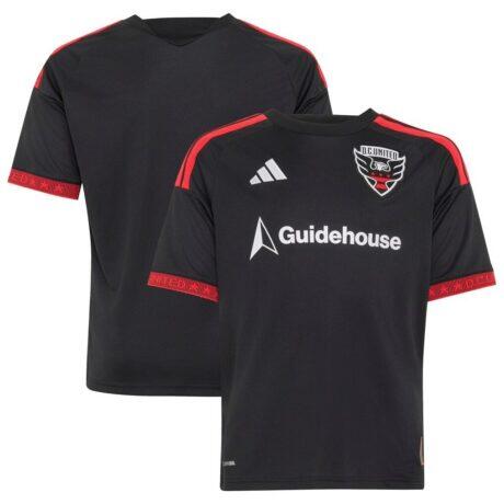 D.C. United adidas Youth 2026 Black-and-Red Kit Replica Jersey - Black - Front View