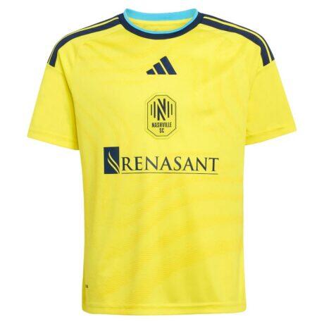 Nashville SC adidas Youth 2026 The Reverb Kit Replica Jersey - Yellow - Front View