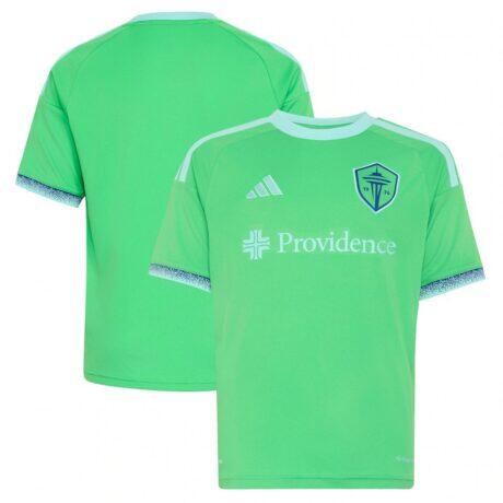 Seattle Sounders FC adidas Youth 2026 The Evergreen State Kit Replica Jersey - - Front View