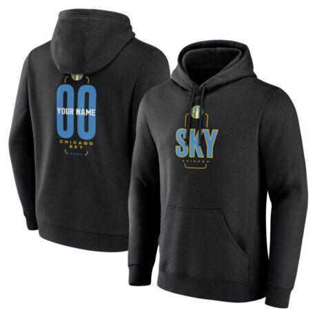 Chicago Sky Big & Tall Personalized Center Court Pullover Hoodie - Black - Front View