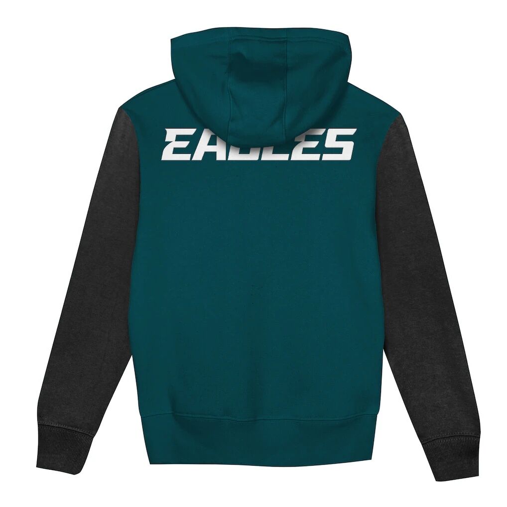 Philadelphia Eagles Outerstuff  Toddler Stadium Colorblock Full-Zip Hoodie - Midnight Green/Black