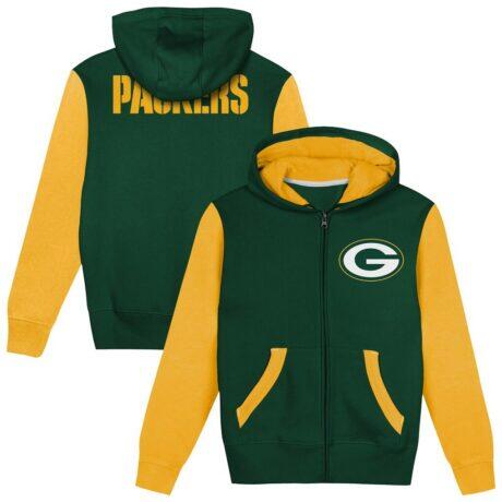 Green Bay Packers Outerstuff Toddler Stadium Colorblock Full-Zip Hoodie - - Front View