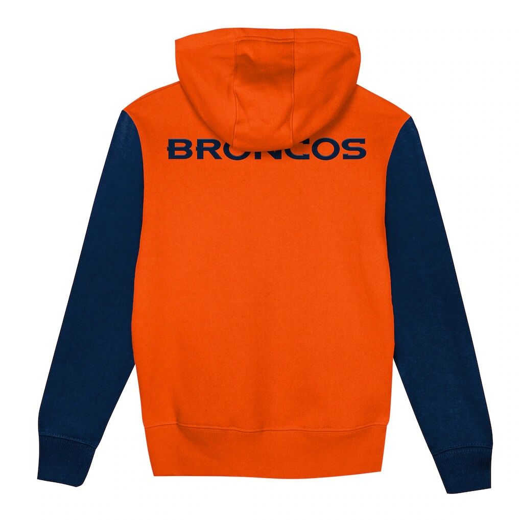 Denver Broncos Outerstuff  Toddler Stadium Colorblock Full-Zip Hoodie - Orange/College Navy