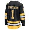 Jeremy Swayman Boston Bruins Fashion7 Home Breakaway Jersey - Black - Detail View