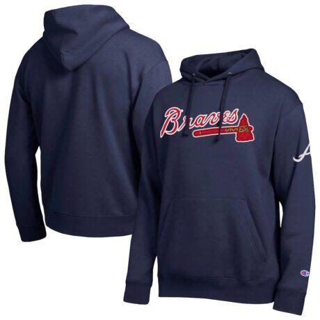 Atlanta Braves Champion All Star Wordmark Hoodie - Navy - Front View